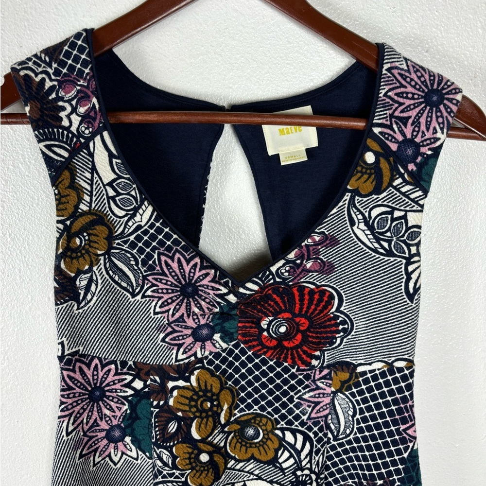 Maeve Anthropologie Fairchild Floral Scoop Neck Sleeveless Mini Dress Women's XS - Picture 4 of 12